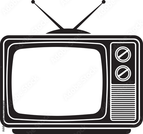 Old television with antennas and control knobs retro vintage