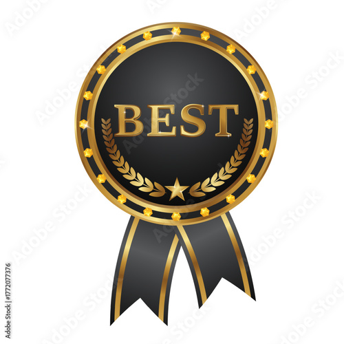 best medal with gold and black color for info graphic and certificate element