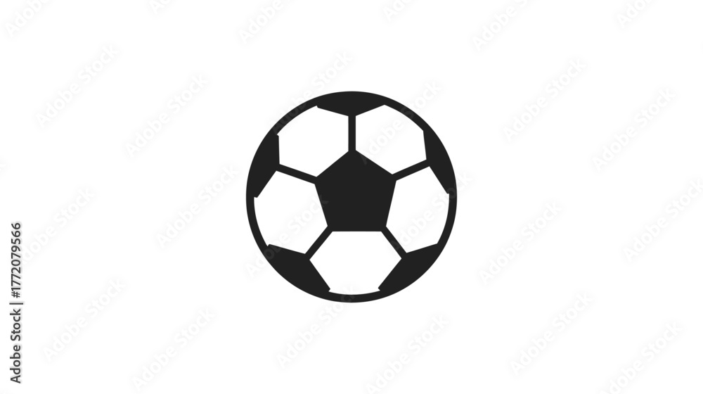 Obraz premium A black and white soccer ball with pentagons and hexagons on a white background.