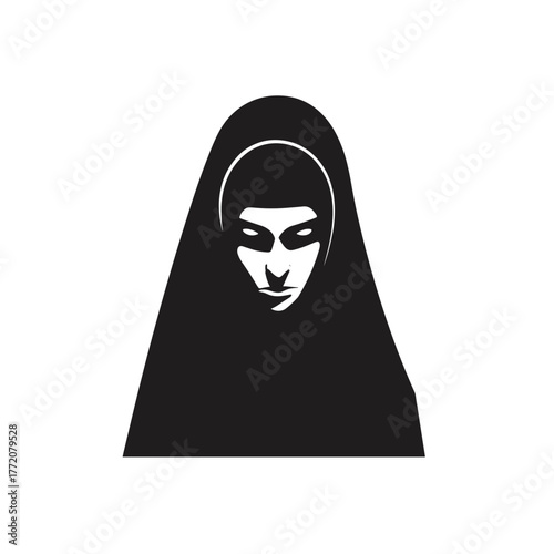 evil scary nun vector clipart, logo, icon
