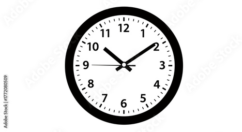 A simple vector illustration of a classic analog clock, showcasing the time with its hands, rendered in a clean, minimalist style, perfect for various design applications.