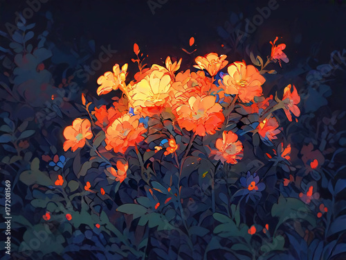 flowers in dark place