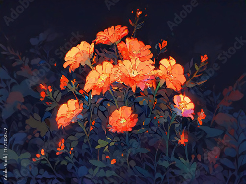 flowers in dark place
