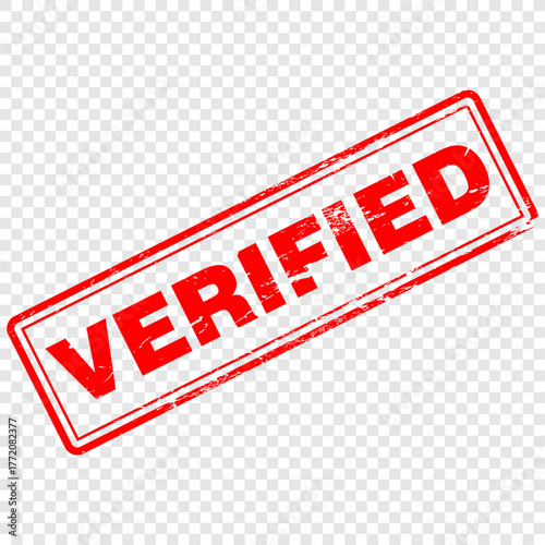 Verified, red rubber stamp vector
