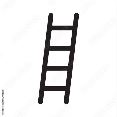 Simple Black Ladder Icon on White Background Represents Growth Achievement and Access a Minimalist Symbol for Progress