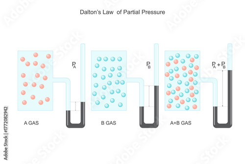 Daltons Law of Partial Pressure. Total Pressure Equals Sum of Individual Gas Pressures.