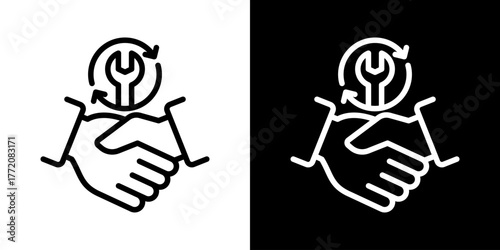 Support  Icon Of Line Black And White Style 