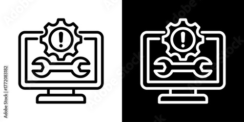 Troubleshooting  Icon Of Line Black And White Style 