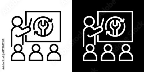 Training  Icon Of Line Black And White Style 