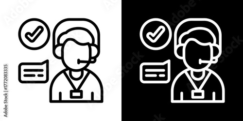 Agent  Icon Of Line Black And White Style 