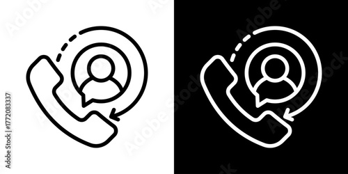 Phone  Icon Of Line Black And White Style 
