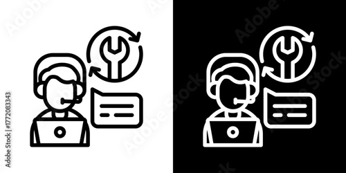 Customer Service  Icon Of Line Black And White Style 