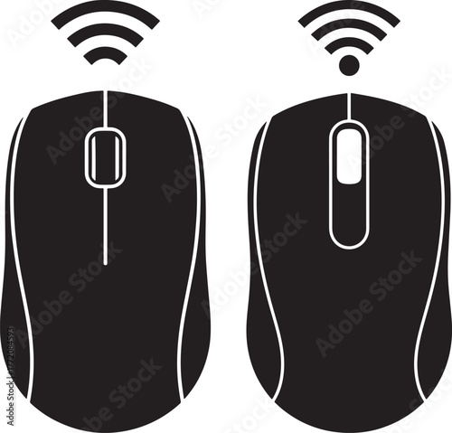 Two wireless computer mouse silhouette icons
