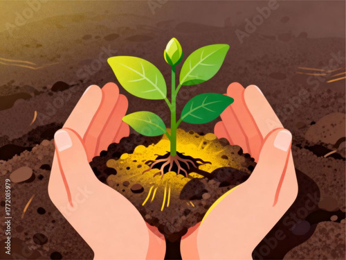 Nurturing Growth A Handful of Hope for a Budding Plant