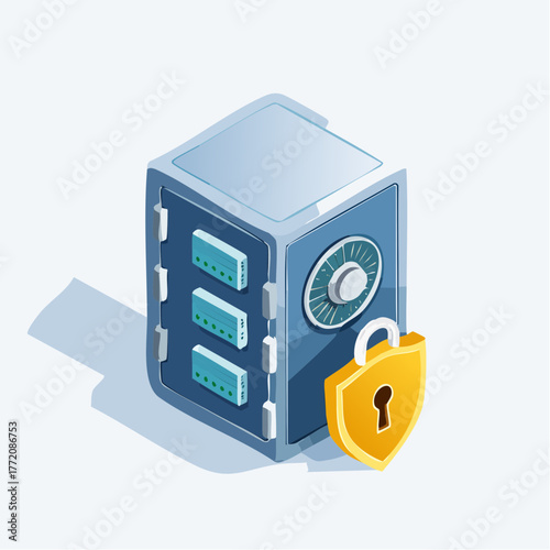Isometric Safe with Shield Lock for Digital Security