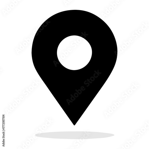 Black map pin icon. Location marker vector illustration. EPS navigation symbol