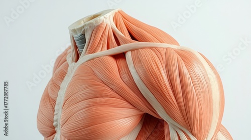 Anatomical model of shoulder and upper back muscles