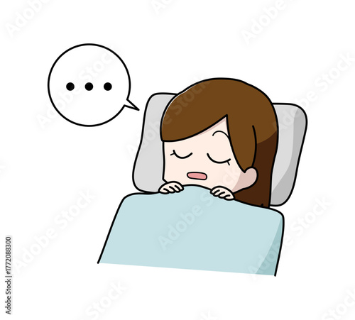 睡眠時無呼吸症候群の女性のイラスト