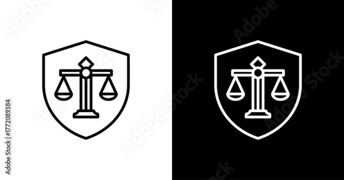 Legal Shield White Icon Set Design