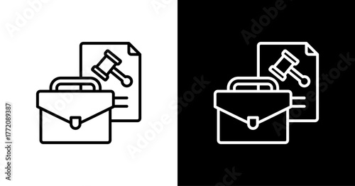 Briefcase White Icon Set Design