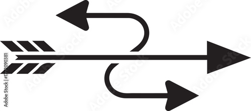 Intertwined arrows showing direction and opposition symbolizing contrast and choice isolated on transparent background