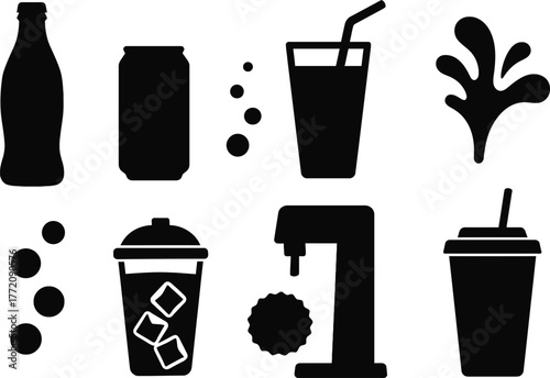 Soda Drink Silhouette Vector Icon Set
