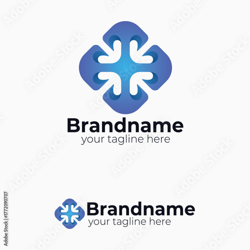 Abstract Blue Arrows Logo Design Concept Symbolizing Direction Navigation Network Connection Focus Technology Consulting and Corporate Branding Vector