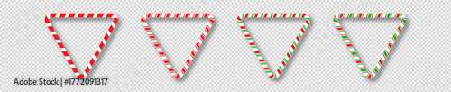 Set of Christmas candy cane frames