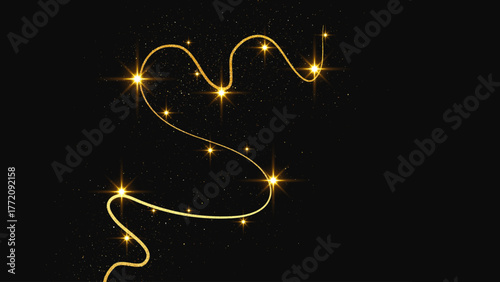 Gold glittering confetti wave and stardust