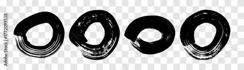 Set of black grunge brush strokes in circle form