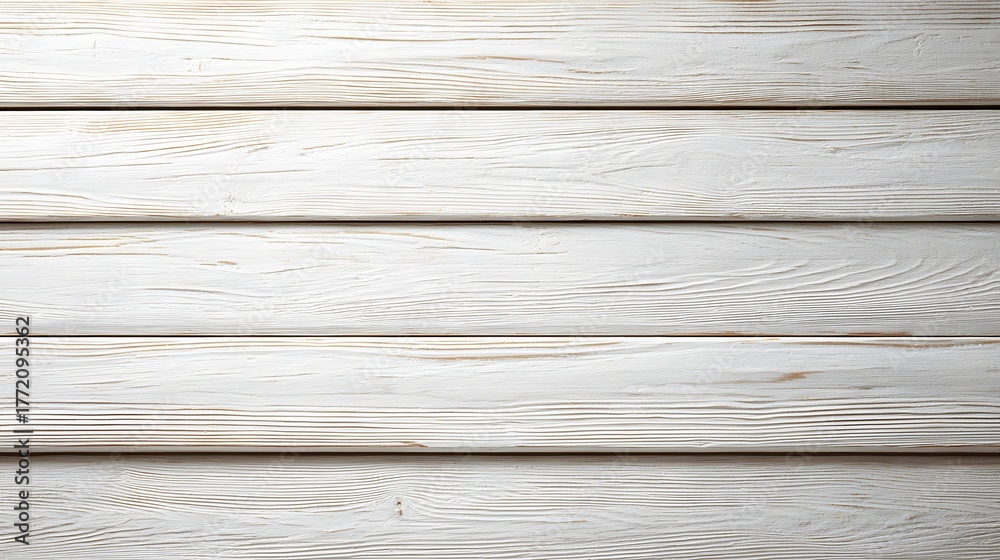 Fototapeta premium Weathered wooden planks display a distressed white painted surface texture.