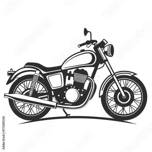 Black silhouette of a classic motorcycle motorbike