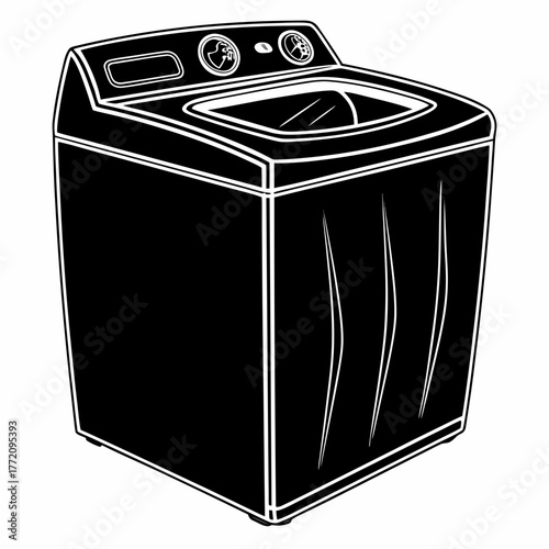 Black silhouette of a top load washing machine appliance