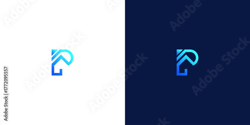 initial P house monogram logo design vector	
