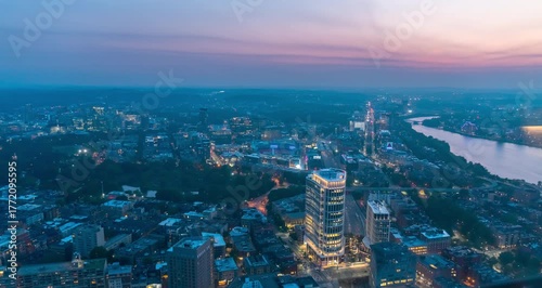 Night Timelapse of downtown Boston from Roof Top