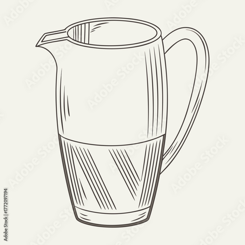 Hand Drawn Sketch of a Pitcher with Liquid carafe drinkware