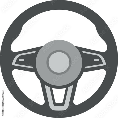 Modern Flat Car Steering Wheel Interior Automobile Component Icon