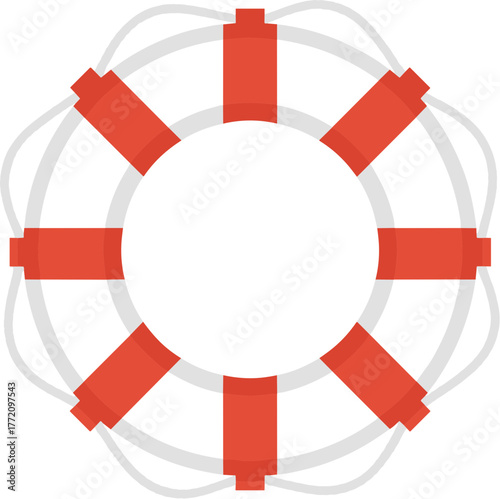 Flat Design Simple Graphic Lifebuoy Lifesaver Emergency Floater Icon Illustration