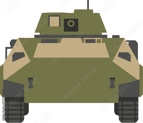Flat Design Front View Army Military Tank Transportation Vehicle Icon