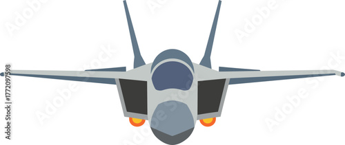 Flat Graphic Fighter Jet Aircraft Front View Illustration