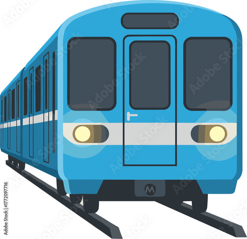 Modern Flat Style Subway Train Illustration Public Transportation Vehicle