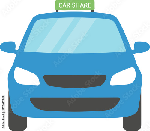 Flat Design Blue Car Share Vehicle Transportation Illustration Icon