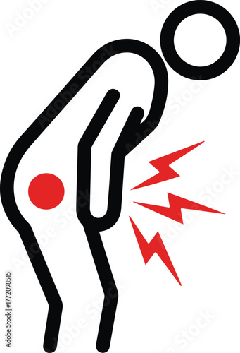 Body Pain Icon: An emblematic illustration of a person experiencing intense pain, depicted with a distinctive design and simple aesthetic.