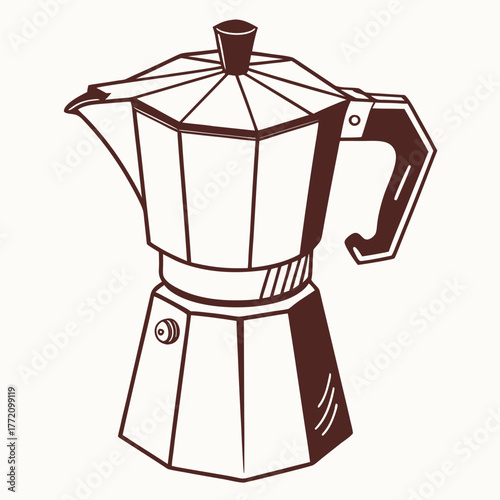 Moka pot coffee maker outline illustration dark brown