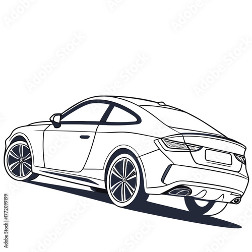 Outline drawing of a sports car rear view coupe