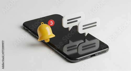 Urgent notifications alert on modern smartphone screen with chat bubbles, symbolizing instant communication and essential alerts for busy professionals and tech enthusiasts