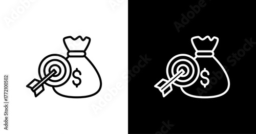 Financial Goal White Icon Set Design