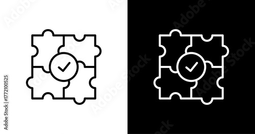 Puzzle Completion White Icon Set Design