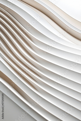 Flowing neutral textured wave pattern with soft beige shadow and minimalist layered curve composition evoking calm and balance