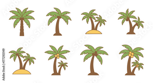 Tropical palm tree collection for summer vacation theme design
